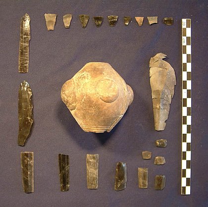 Fig. 12 Area B - Mace-head and lithic assemblage