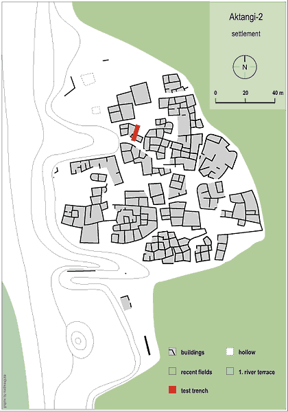 Figure 7: Site Aktangi-2. Preliminary plan of the settlement